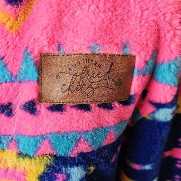 Southern Fried Chics Neon Nights Aztec Sherpa Sz. L - Picture 3 of 8